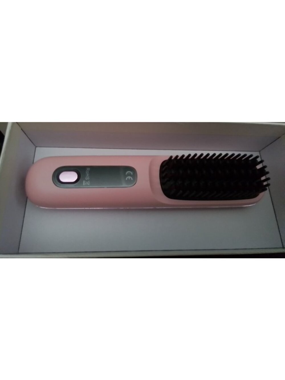 Pink Straightener Brush, Portable Hair Straightening Brush for Women-Rechargeabl